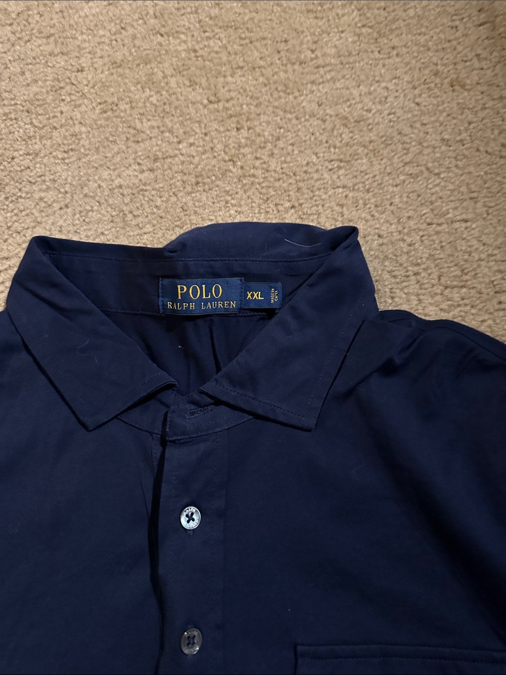 Polo by Ralph Lauren Dark Navy Long Sleeve Polo with Chest Pocket - Picture 2 of 3